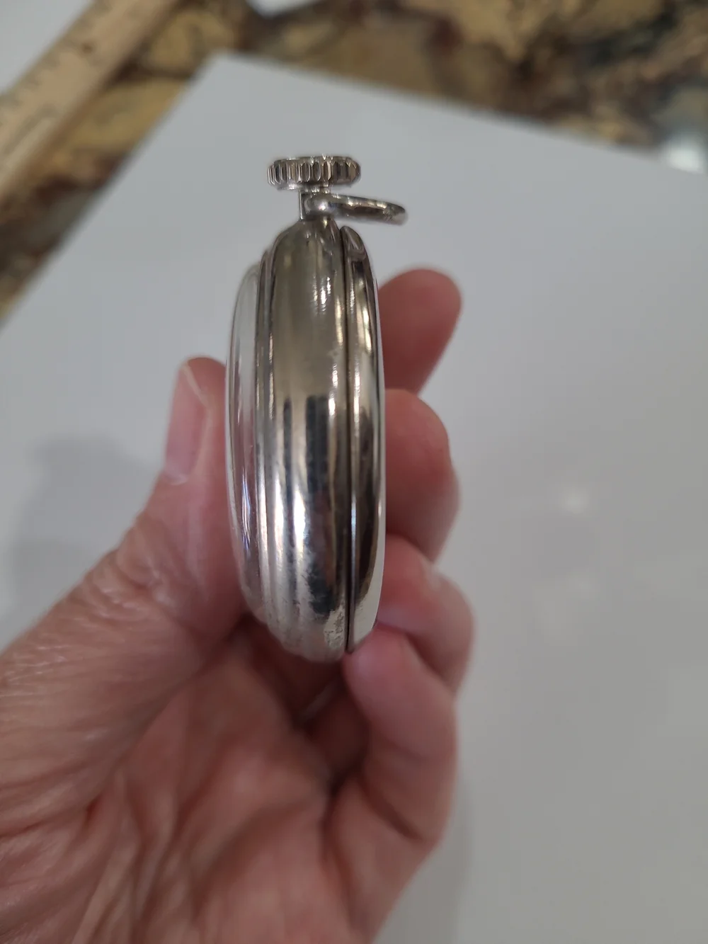Vintage Westclox Bull's Eye Silver Tone Pocket Watch  White Dial Manual Wind USA